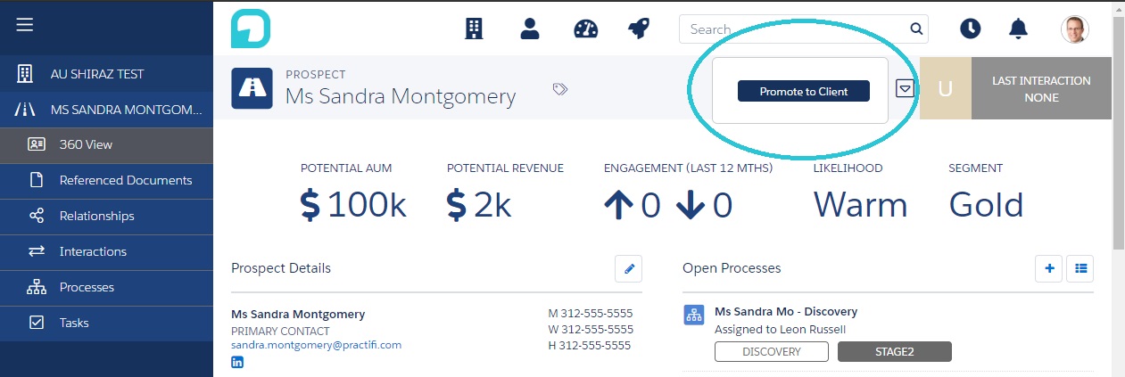 Practifi Promote to Client